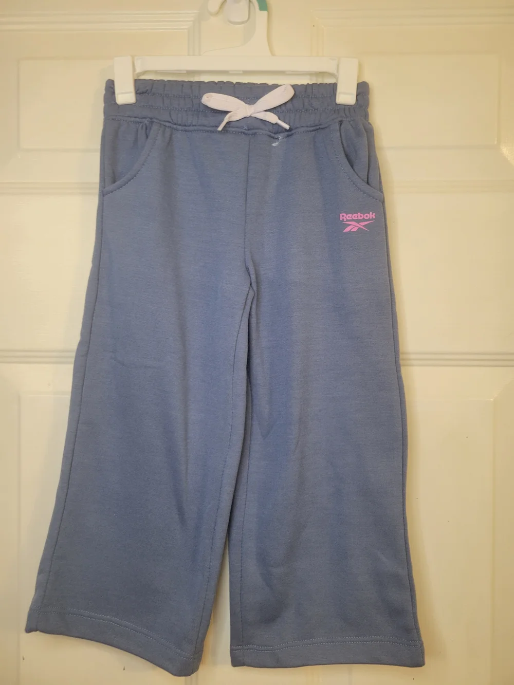 Reebok Blue Sweatpants with Pink Logo